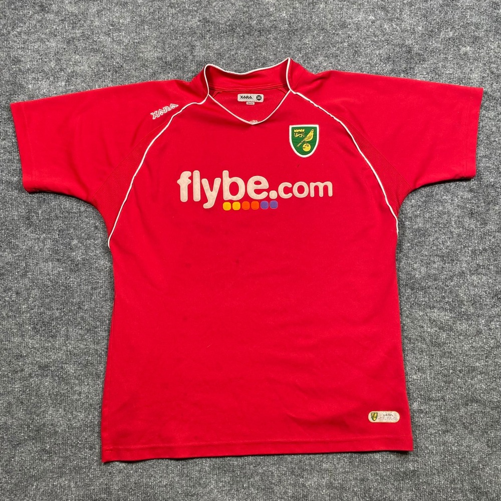 Xara Norwich City FC‎ 2006-08 Away Jersey Red Flybe Sponsor Mens XL